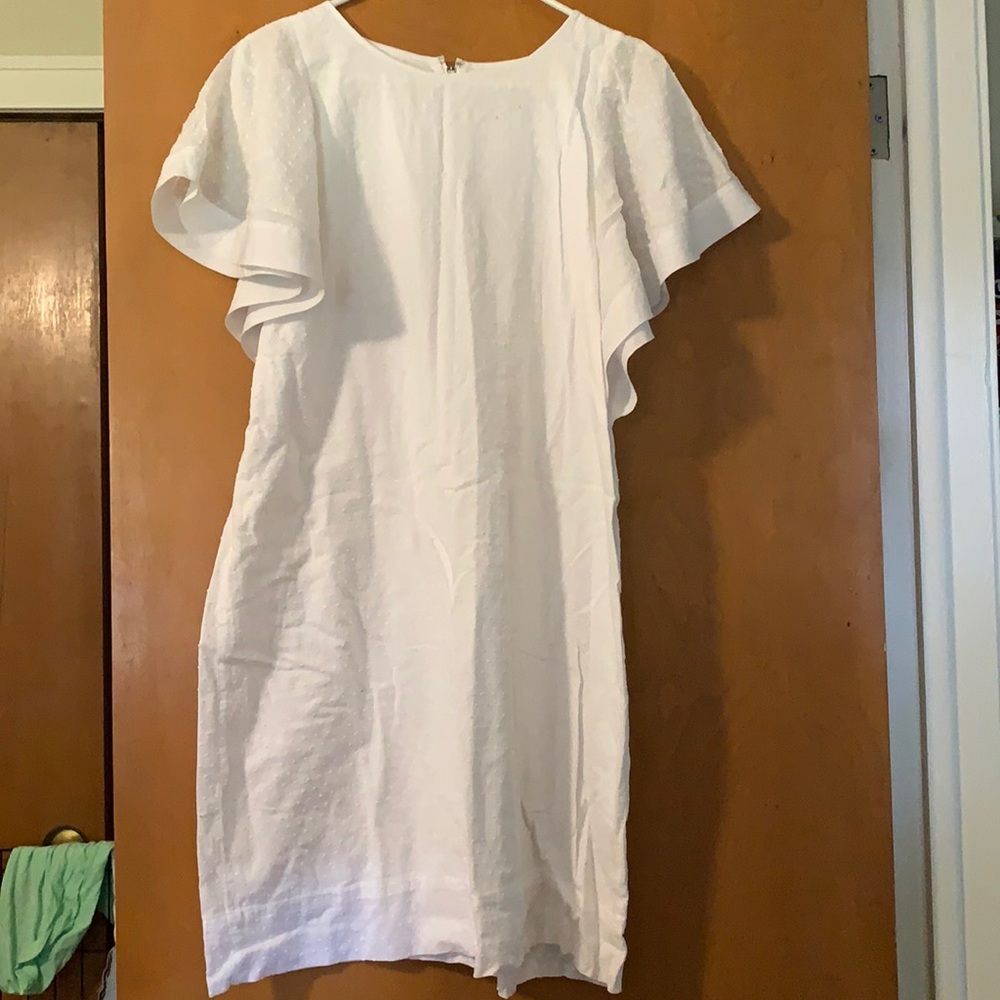 White ruffled & dotted design! Light weight for summer!